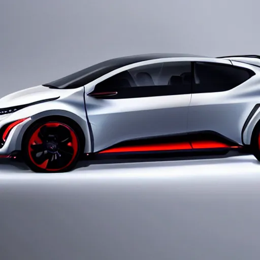 Image similar to mixed design between a honda civic type r and a peugeot 1 0 8, on road, 2 0 2 2 concept car, hyperrealistic