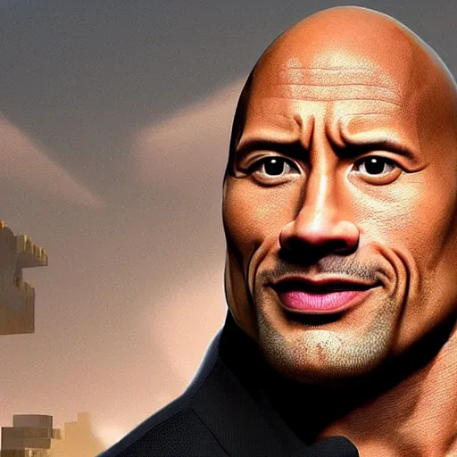 Image similar to Dwayne Johnson in Minecraft