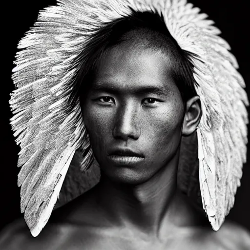 Prompt: a portrait of a beautiful young raramuri male wearing an alexander mcqueen armor , photographed by andrew thomas huang, artistic