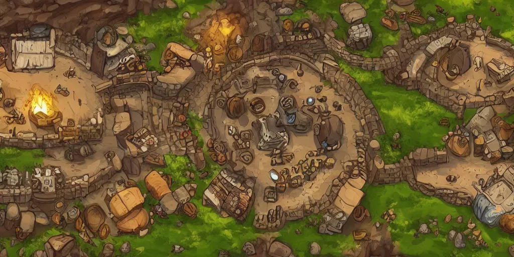 Prompt: A high detailed vector art presenting an aerial view of a RPG tavern by dofus , Patreon content, containing tables and walls, HD, straight lines, vector, grid, dnd map, map patreon, fantasy maps, foundry vtt, fantasy grounds, aerial view ,dungeondraft , tabletop, inkarnate, dugeondraft, roll20