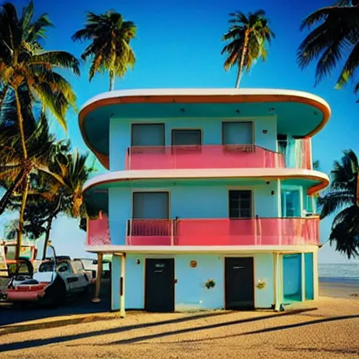 Image similar to Retro-wave house in beach