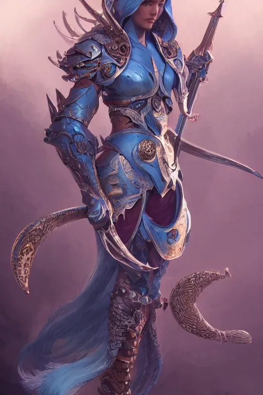 Prompt: a anthropomorphic dolphin warrior, D&D, fantasy, intricate, highly detailed, digital painting, artstation, concept art, smooth, sharp focus, illustration, art by artgerm and greg rutkowski and alphonse mucha
