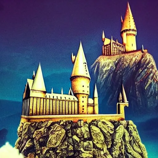 Prompt: “Harry Potter smoking a blunt of marijuana on top of Hogwarts castle”