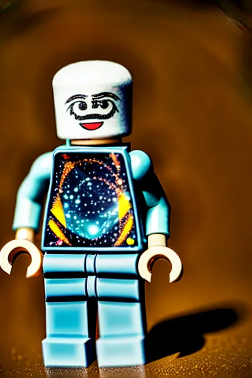 Image similar to closeup studio photograph of a cosmic horror lego mini figurine, depth of field, 5 0 mm, 8 k, soft vignette