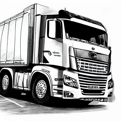 Image similar to an awesome drawing with camion by peter klasen