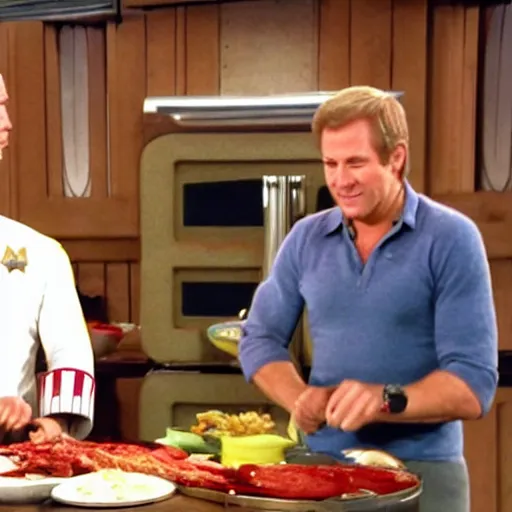 Image similar to captain kirk on a cooking show