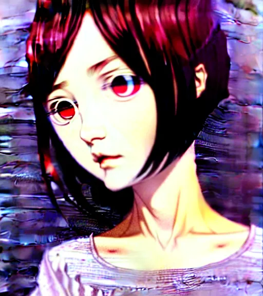 Prompt: a beautiful youth teenage depressed ocd psychotic popular girl in school struggling with morbid thoughts realized, angry eyes, soft skin, magnificent art by ilya kuvshinov, claude monet, range murata, artgerm, norman rockwell, highly detailed intricately sharp focus, bedroom eyes trending on pinterest, tiktok 4 k uhd image