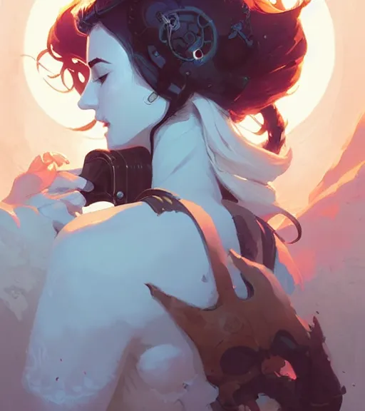 Image similar to fantasy romance book cover by atey ghailan, by greg rutkowski, by greg tocchini, by james gilleard, by joe fenton, by kaethe butcher, dynamic lighting, gradient light blue, brown, blonde cream and white color scheme, grunge aesthetic