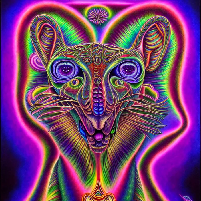 Image similar to psychedelic fursuiters, by alex grey, intricate details, artstation, furry, beautiful