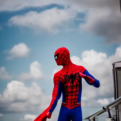 Prompt: 35mm photo of Spider-Man as a lifeguard, dslr photograph