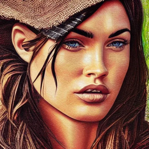 Prompt: “Megan Fox sand paintings, ultra detailed portrait, 4k resolution”