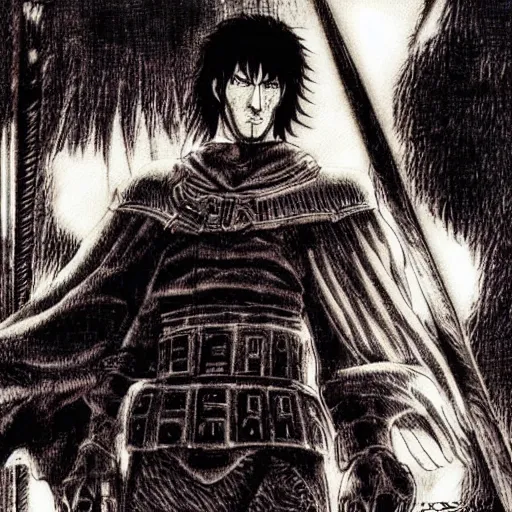 Image similar to still of Keanu Reeves in Berserk manga by Kentaro Miura