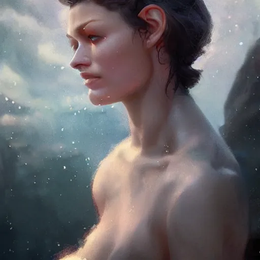 Image similar to epic portrait an beautiful woman wearing short sleeved sailor outfit, sweaty skin, hyperrealistic, expressive, emotional, moody, contre jour, octane render, cinematic, beautiful face and flawless skin, perfect hands, 5 fingers, by Edgar Maxence and Ross Tran and Michael Whelan, Legends of Runeterra