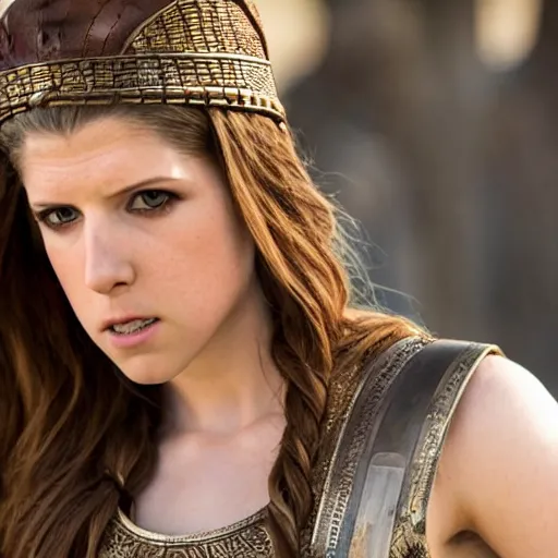 Image similar to still of Anna Kendrick as Maximus in Gladiator remake 2029