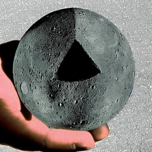 Prompt: the essence of Pink Floyd - The Dark Side of the Moon converted into an object that can be held in one's hand