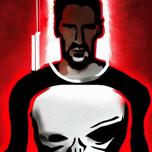 Image similar to Keanu reeves as The punisher digital art 4K detail