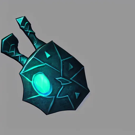 Prompt: shovel item, no background, outer glow, league of legends style, prop, trending on ArtStation, solid background