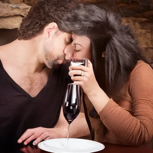 Prompt: a wife that is mad her husband for drinking wine.