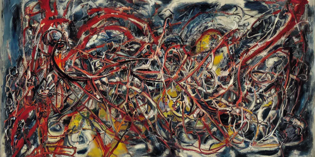 Image similar to biomechanical talisman of mania, power, confusion, madness by maggi mcdonald, jackson pollock, mark rothko, sabina klein