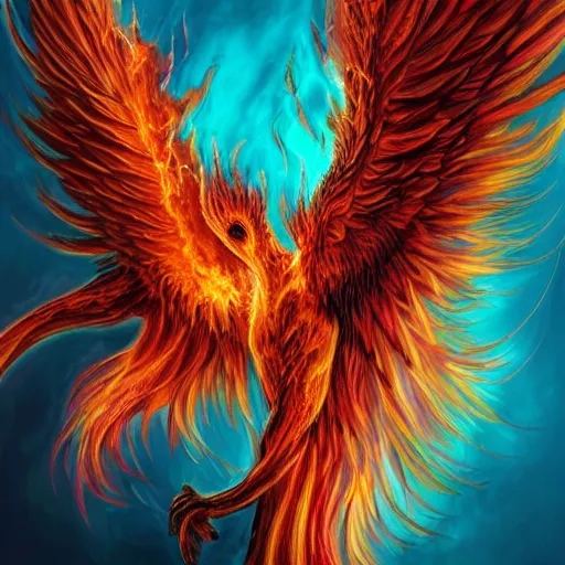 Prompt: hyperdetailed image of a phoenix with its full body flaming and wings spread 8 k extremely detailed hd hyperrealism fiery extremely accurate unbelievably creepy surrealism