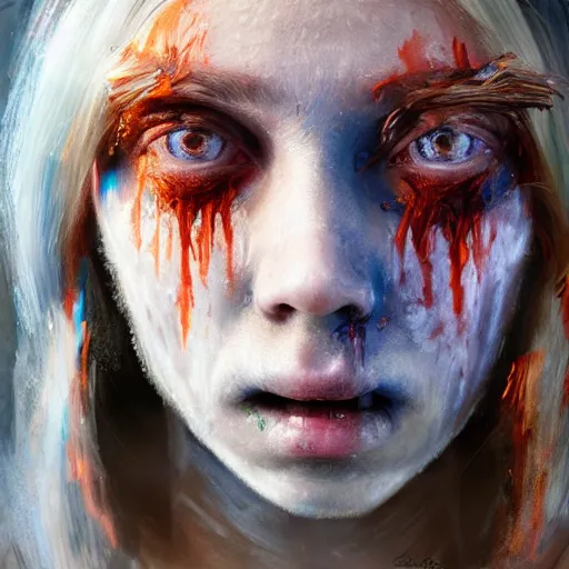 Prompt: Intricate five star Frost Zombie Princess facial portrait by Pablo Picasso and Greg Rutkowski, oil on canvas, HDR, cinematic, vibrant colors, photo realistic, hyperrealism,high detail, matte finish, high contrast, 3d depth, masterpiece, vivid colors, artstationhd , deviantart