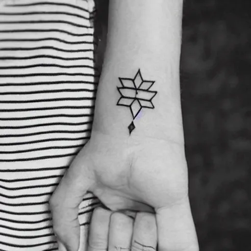 Prompt: handpoke tattoo of a simplistic black and white geometric shape, stick poke, lineart