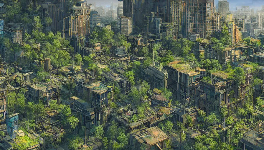 Image similar to Abandoned city of Seattle turned into a jungle, hyperdetailed, artstation, cgsociety, 8k