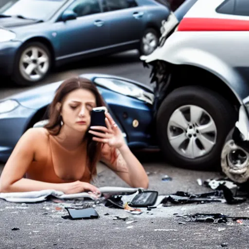 Image similar to car accident but the victims are multiple smartphones