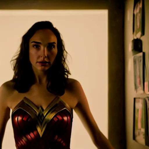 Prompt: movie still of gal gadot, cinematic composition, cinematic light, criterion collection, by gaspar noe