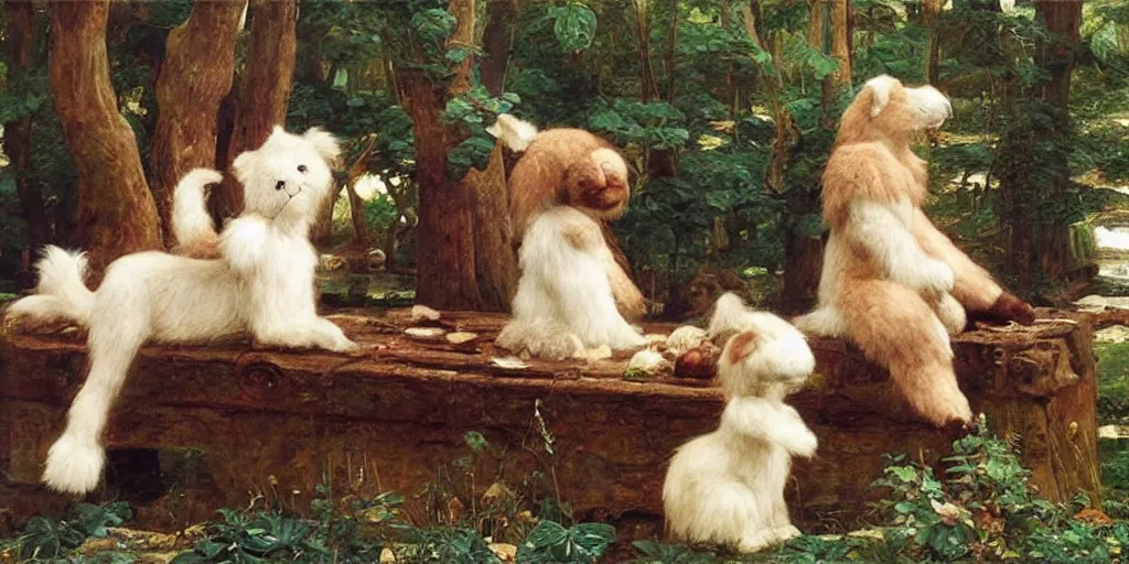 Prompt: 3 d precious moments plush animal, realistic fur, stuffed animal, ancient greece, master painter and art style of john william waterhouse and caspar david friedrich and philipp otto runge