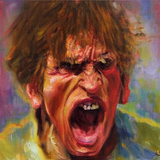 Image similar to award - winning oil painting of rage, impressionist