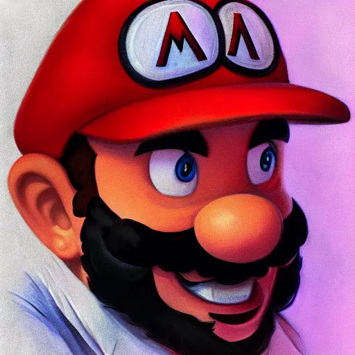 Prompt: An ultra realistic portrait of Super Mario drawn in colors by Frank Frazetta, Dark Fantasy, Epic Lighting, 4K