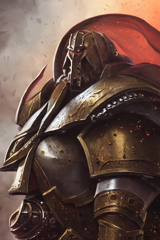 Image similar to armor portrait heros warhammer 4 0 k horus heresy fanart - the primarchs emperor by johannes helgeson animated with vfx concept artist & illustrator global illumination ray tracing hdr fanart arstation zbrush central hardmesh 8 k octane renderer