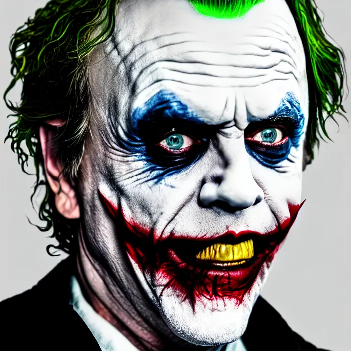 Image similar to photograph of mark hamill as the joker. Extremely detailed. 8k