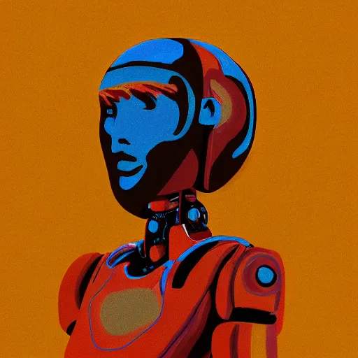 Image similar to Woman and her robot against the world. To be alive. Beautiful landscape. Rough strokes and grainy. Interesting colour scheme. Detailed. Beautiful digital artwork by artist Lurid. (2022)