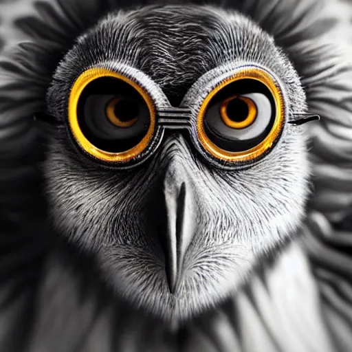 Prompt: “four eyes monkeyowl, realistic, hiperrealist, photorealist, intricate, sharp focus, cinematic lights, Artstation HQ, Deviantart trending, 4K UHD, masterpiece”