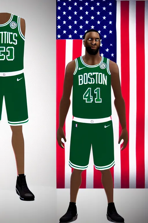 Image similar to boston celtics 4 th of july uniforms, patriotic, god bless america, concept art