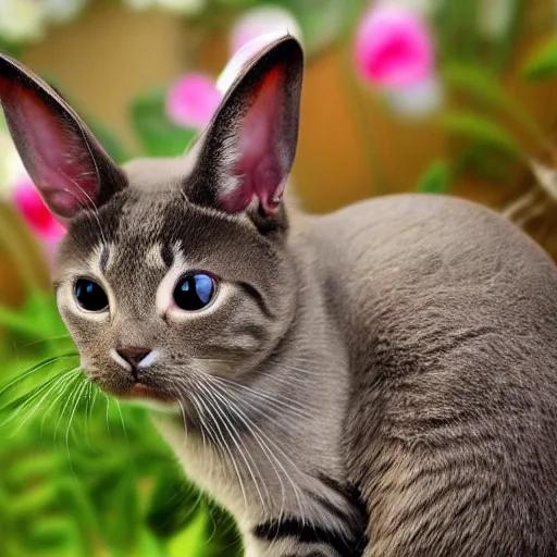 Prompt: cat bunny, realistic,very detail