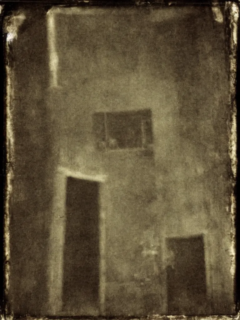 Image similar to still of a vampiric creature hiding in a barn, western film, horror movie, grainy, faded, polaroid, old photo, found footage