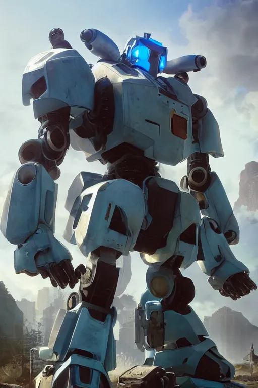 Image similar to mechwarrior 5 : mercenaries mech megaman transformer robot boss tank engine game octane render, 4 k, hd 2 0 2 2 3 d cgi rtx hdr style chrome reflexion glow fanart, global illumination ray tracing hdr fanart arstation by ian pesty by jesper ejsing pixar and disney unreal zbrush central hardmesh