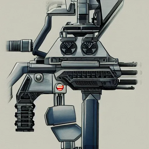 Image similar to a highly detailed portrait of a cybernetic plasma rifle with a white background