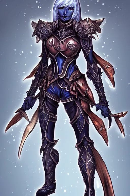 Image similar to a drow wearing copper armour, highly detailed, digital art, sharp focus, trending on art station, d & d, anime art style