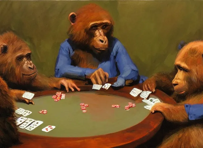 Image similar to one gorrila and one bear playing poker, highly detailed beautiful, by gregory manchess, james gurney, james jean