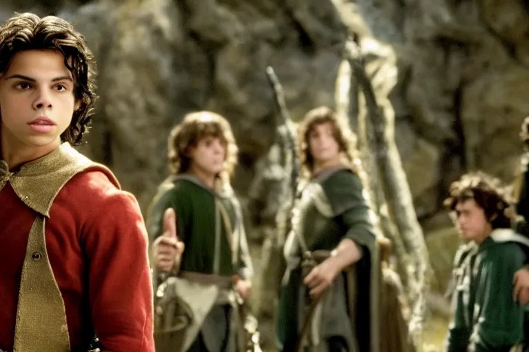 Image similar to jake t. austin plays an elf in the lord of the rings return of the king, highly detailed, cinematic lighting, 4 k, arricam studio 3 5 mm film camera, kodak 5 2 7 9 ( tungsten - balanced ) film stock
