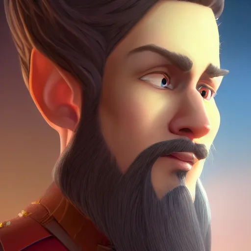 Image similar to a portrait of a hero in an animated disney fantasy movie, oil painting, pale colors, high detail, 8 k, wide angle, global illumination, trending on artstation,