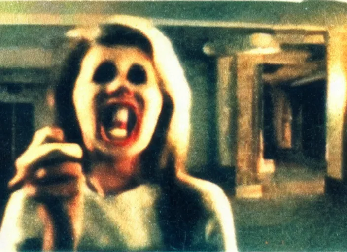 Image similar to a still from a VHS found footage horror