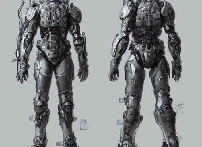 Prompt: front and back character view of Ludens from Kojima Productions by Donato Giancola, Trending on artstation and pixiv concept art and sheet