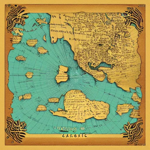 Prompt: cartography map art, highly detailed, vintage typography, modern design