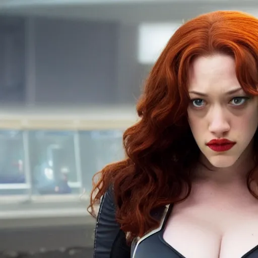 Prompt: a still of kat dennings as black widow in iron man 2 ( 2 0 1 0 ), detailed eyes