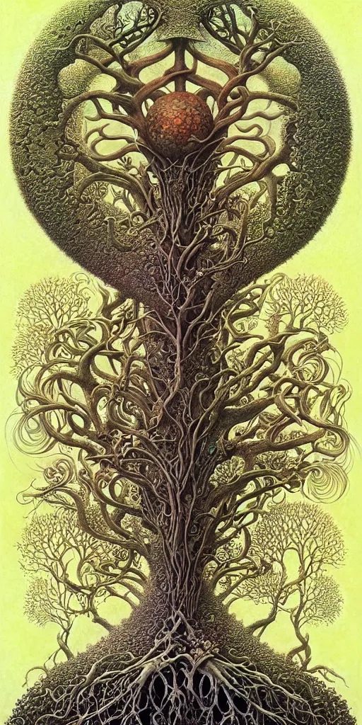 Image similar to tree of life by roger dean and andrew ferez, art forms of nature by ernst haeckel, divine chaos engine, symbolist, visionary, art nouveau, botanical fractal structures, organic, detailed, realistic, surreality